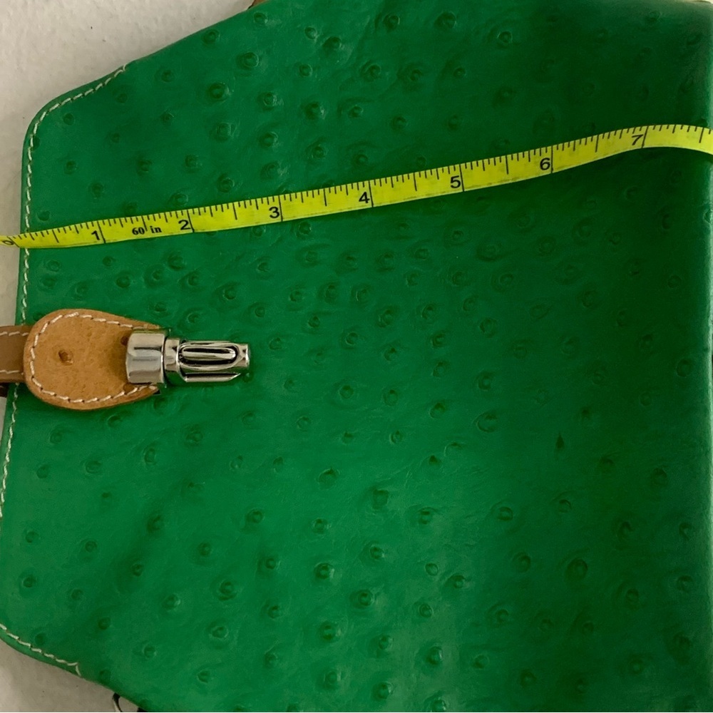 Genuine Italian OSTRITCH Embossed Leather Crossbody Bag Womens Green Purse - Picture 12 of 13